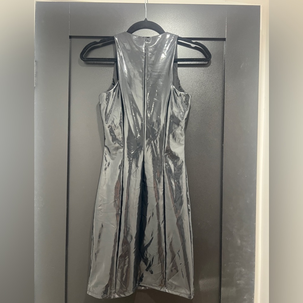 Stretch Vinyl Mini Dress | Onyx